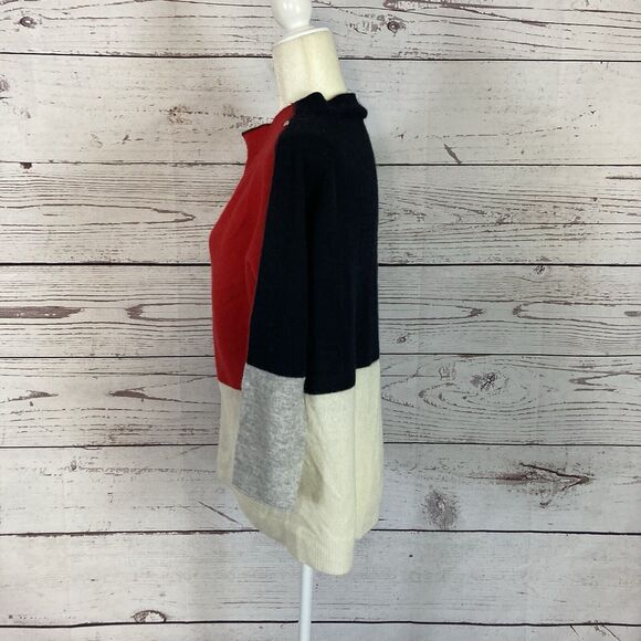 Diesel Sweater Womens Large Colorblock Jumper Wool Cashmere Blend Boxy - Picture 2 of 10